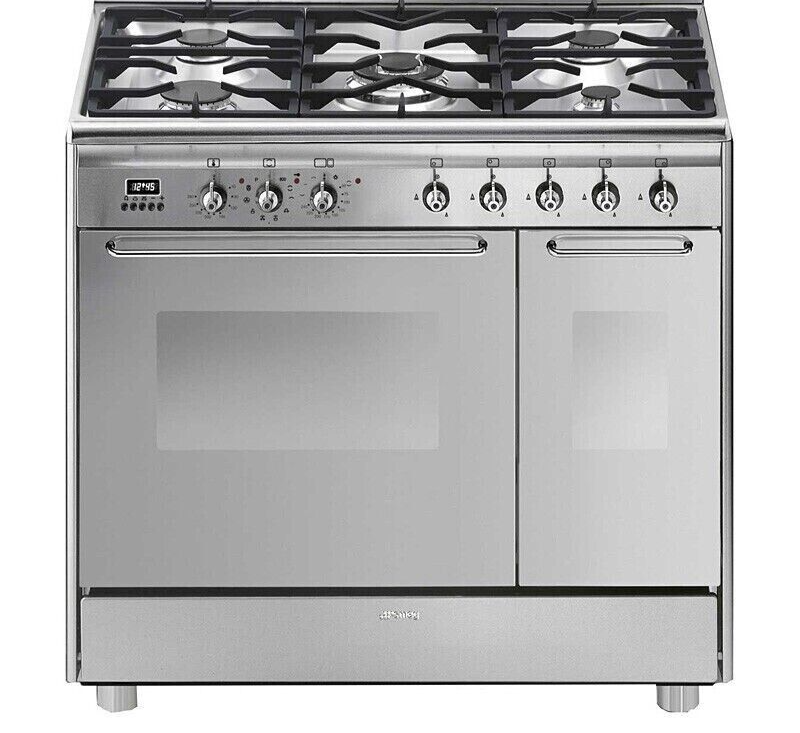 Smeg CG92PX9 90cm Stainless Steel Dual Fuel Range Cooker LPG CONVERTIB ...