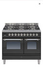 ILVE PDW1006E3 Roma Dual Fuel Freestanding Range Cooker, Gloss Black 100CM